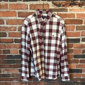 Men's Plaid Shirt - Red, Black, and White